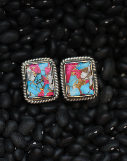 Cotton Candy Square Style Stud Earrings