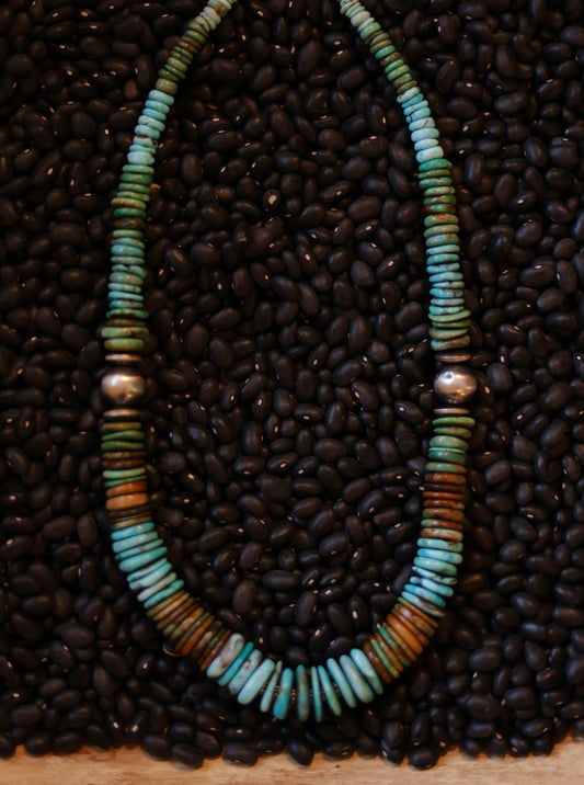 High Grade Graduated Turquoise Necklace with Navajo Pearls