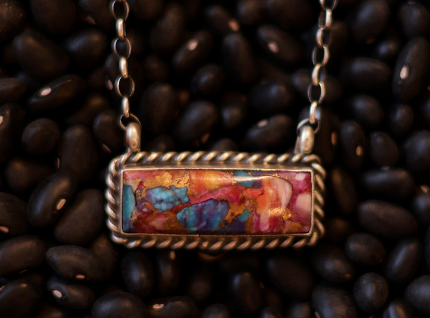 Johnny Dixon Large Pink Dahlia Bar Necklace
