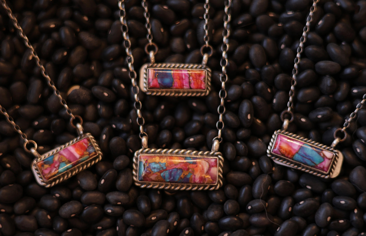 Johnny Dixon Large Pink Dahlia Bar Necklace