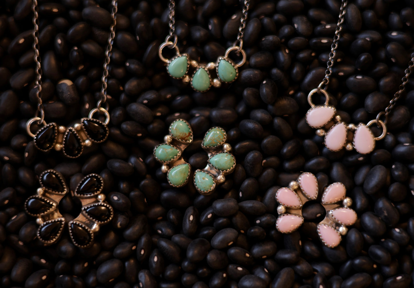 Maxine Ramirez 3 stone Cluster Necklace - Kingman Turquoise