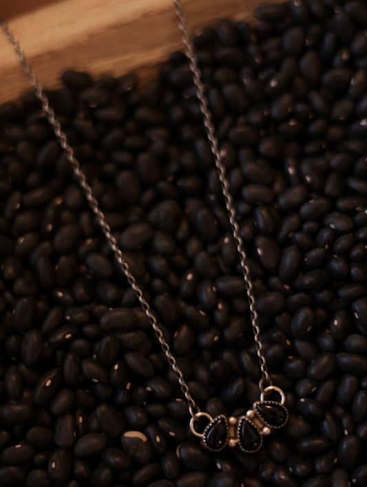 Maxine Ramirez 3 stone Cluster Necklace - Black Onyx