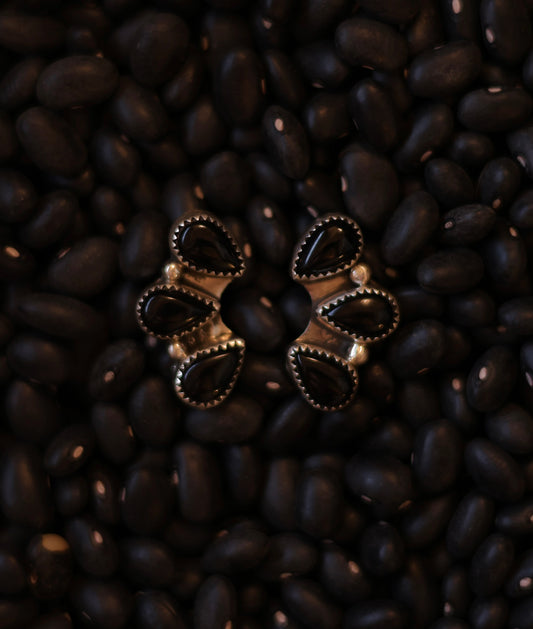 Maxine Ramirez 3 stone Cluster Earrings - Black Onyx
