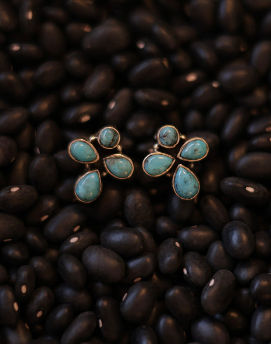 Kingman Turquoise Cross-Style Stud Earrings