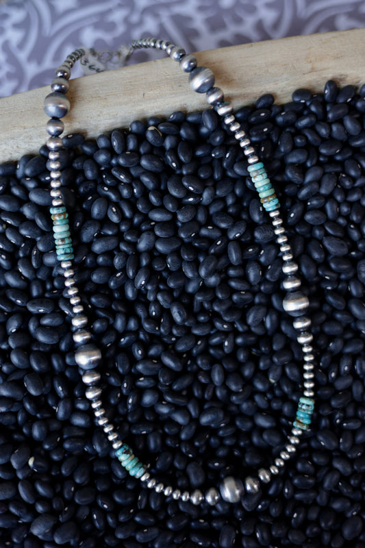 Authentic Graduated Navajo Pearl Necklace with Turquoise