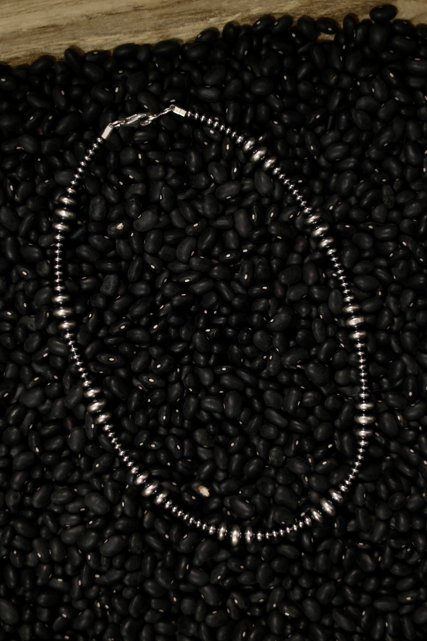 16" 4-8mm Graduated Rondelle Navajo Pearl Necklace