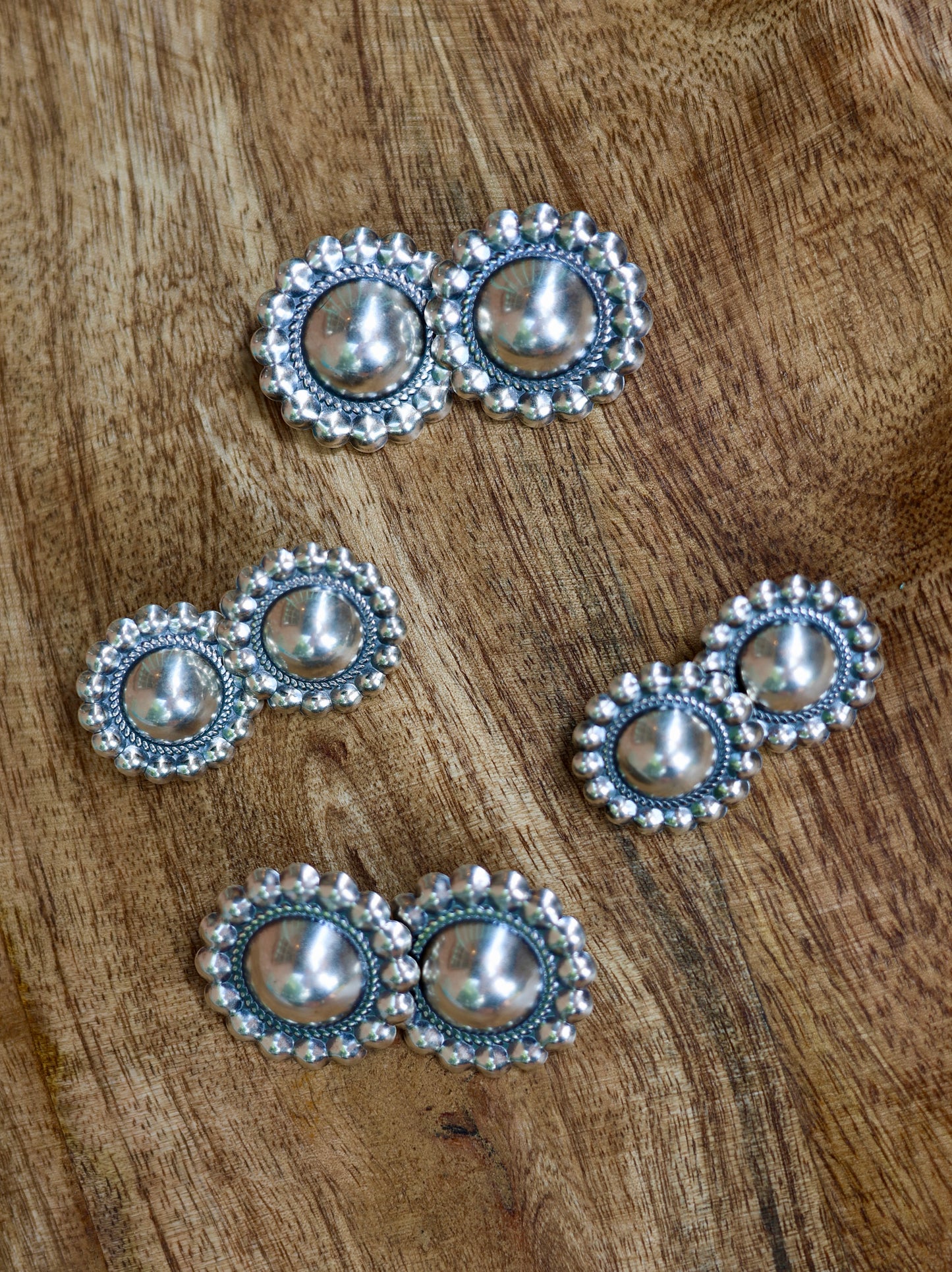 Old Sante Fe Style Concho Stud Earrings - Medium Size
