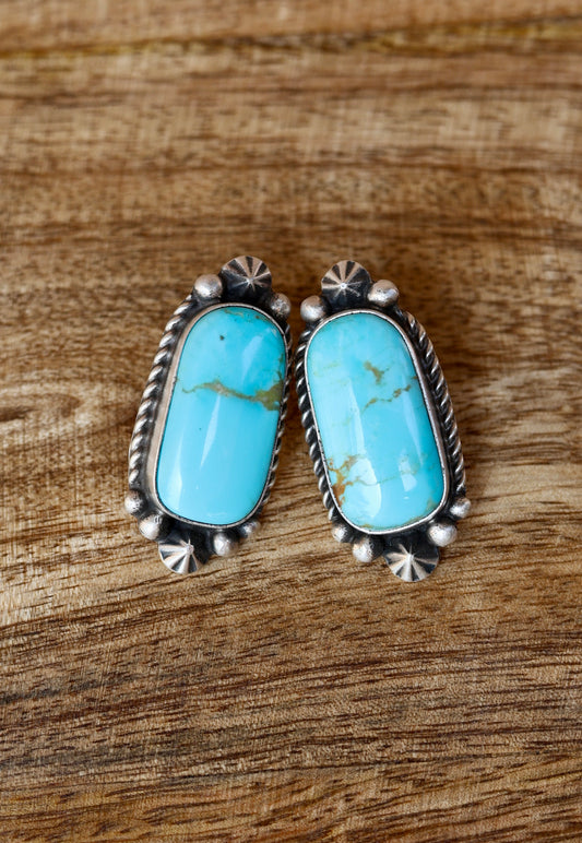 Chassity Belone Kingman Turquoise Stud Earrings - Style #2