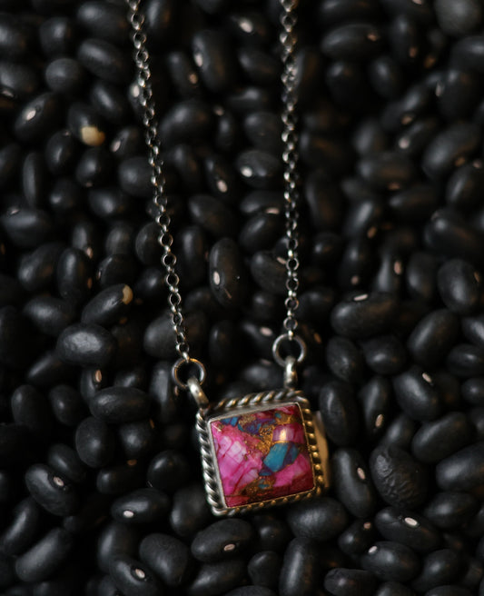 The "Viola" Dahlia Square Bar Necklace