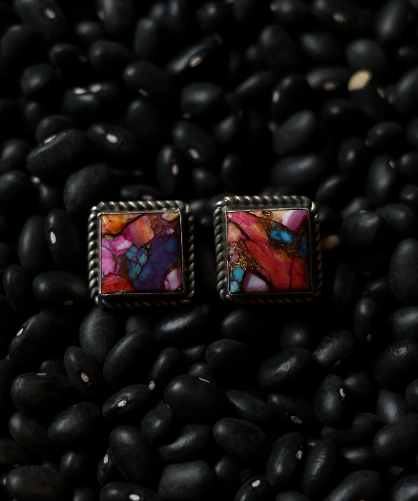 The "Katie" Pink Dahlia Square Earrings