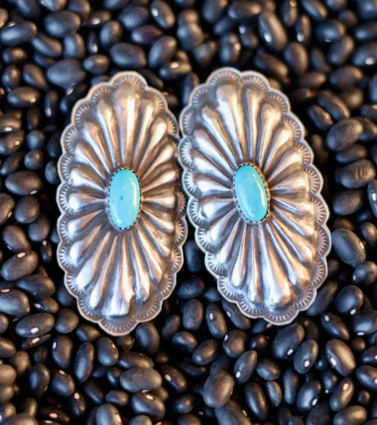 Rita Lee Kingman Turquoise Statement Stud Earrings