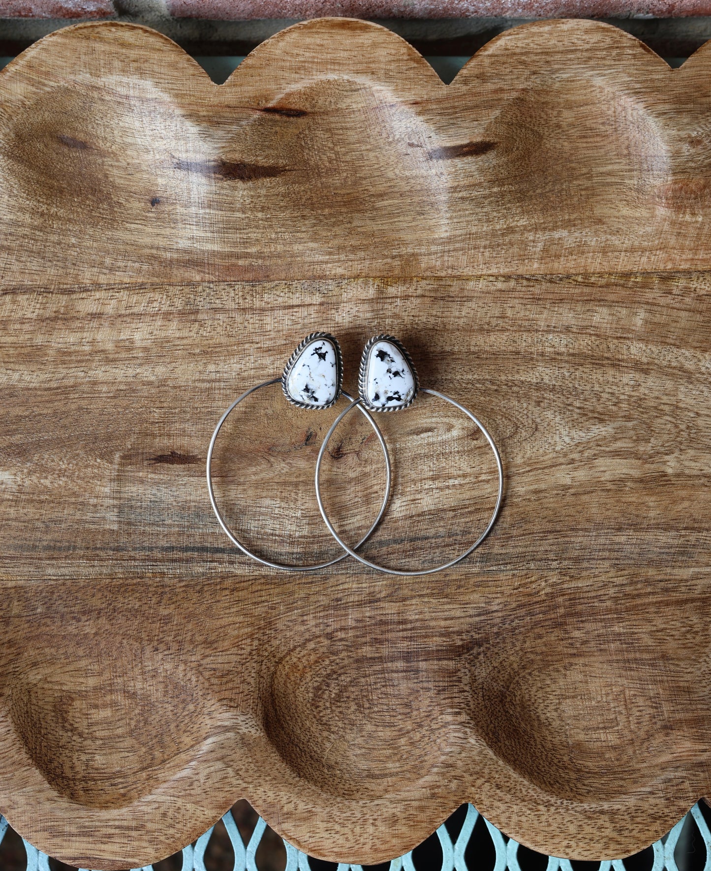 Elouise Kee White Buffalo Stud Hoop Earrings - Style #2
