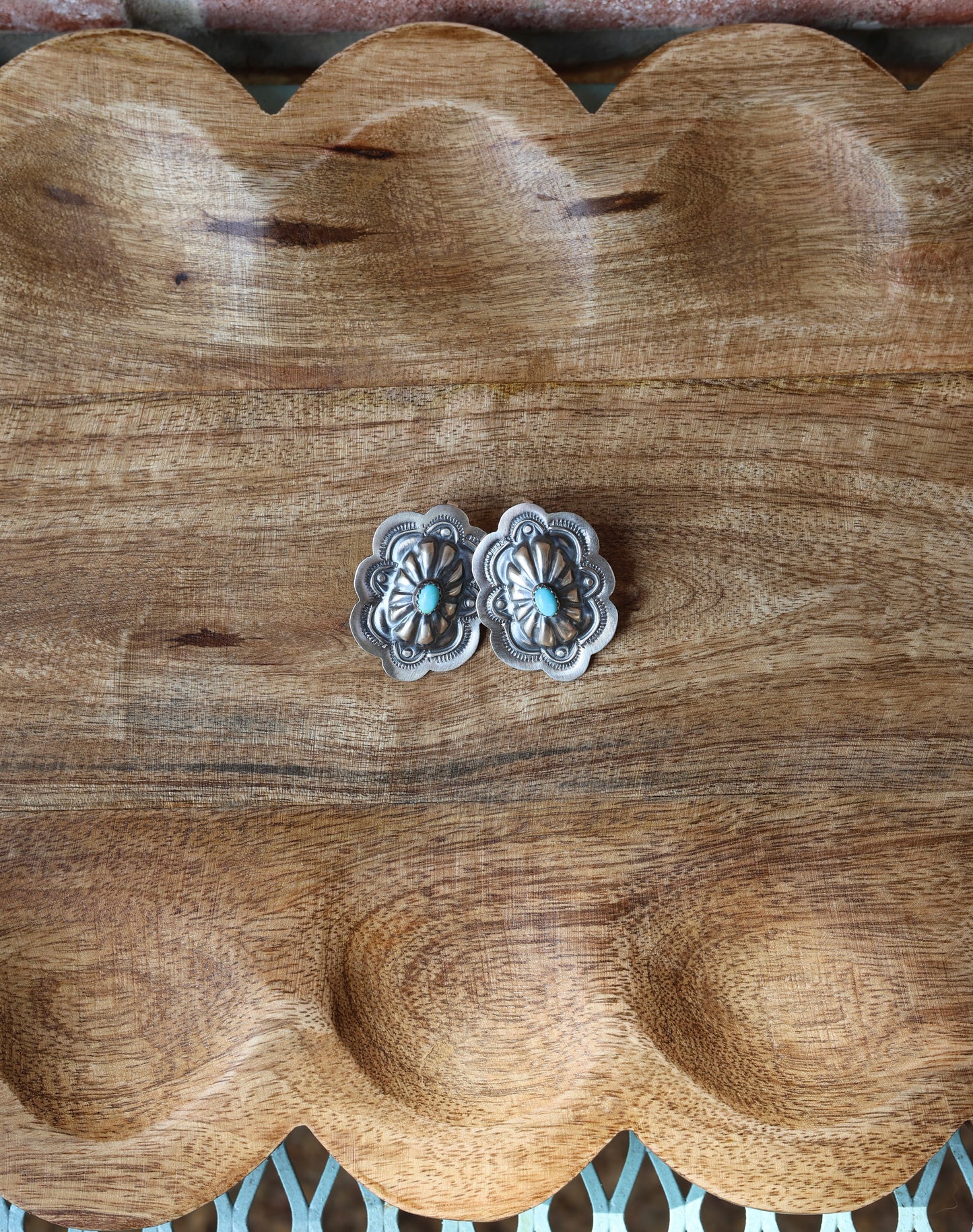 Lavina Benally Sterling Silver Stud Earrings - Turquoise