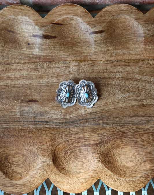 Lavina Benally Sterling Silver Stud Earrings - Turquoise