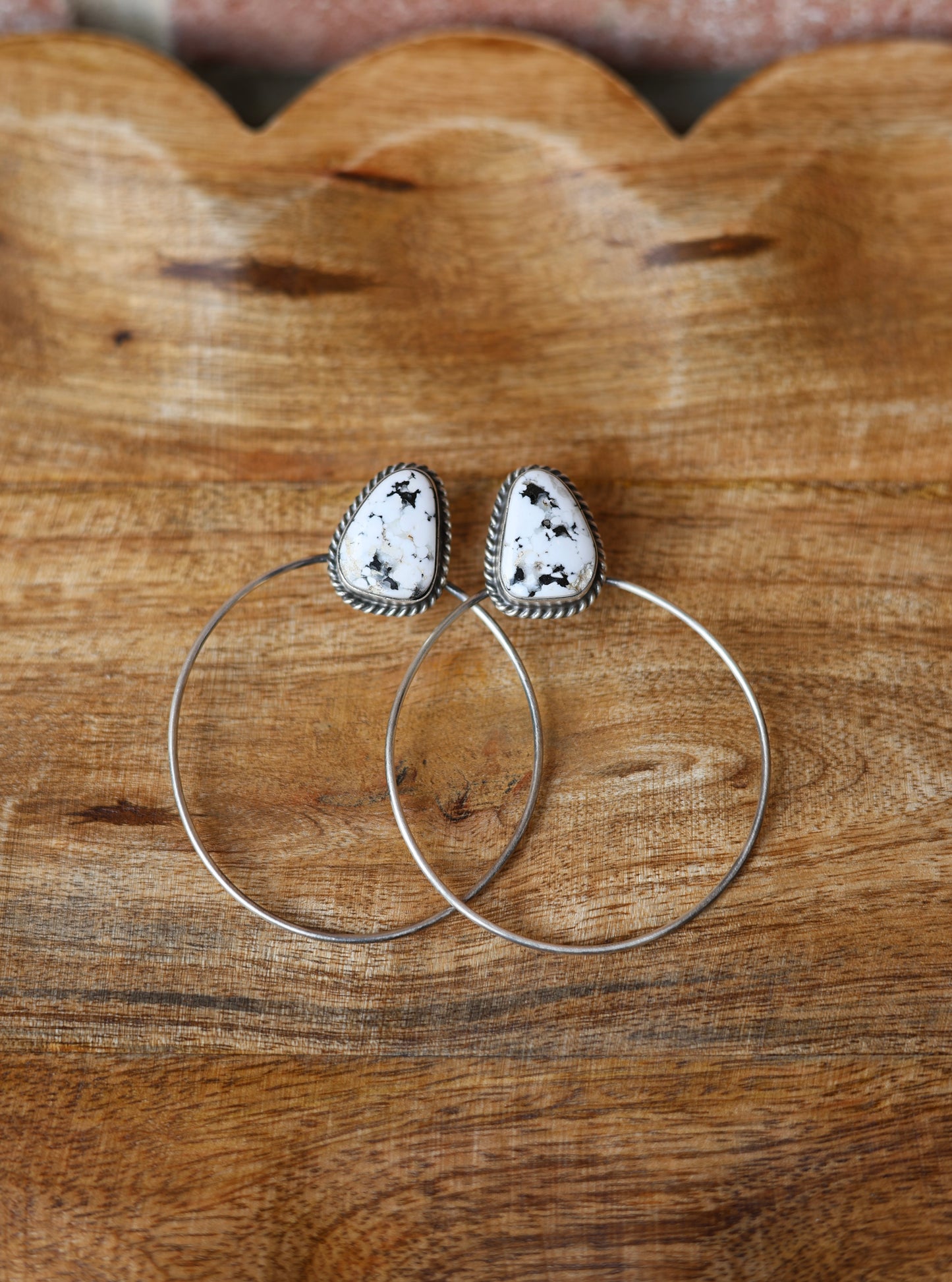 Elouise Kee White Buffalo Stud Hoop Earrings - Style #2