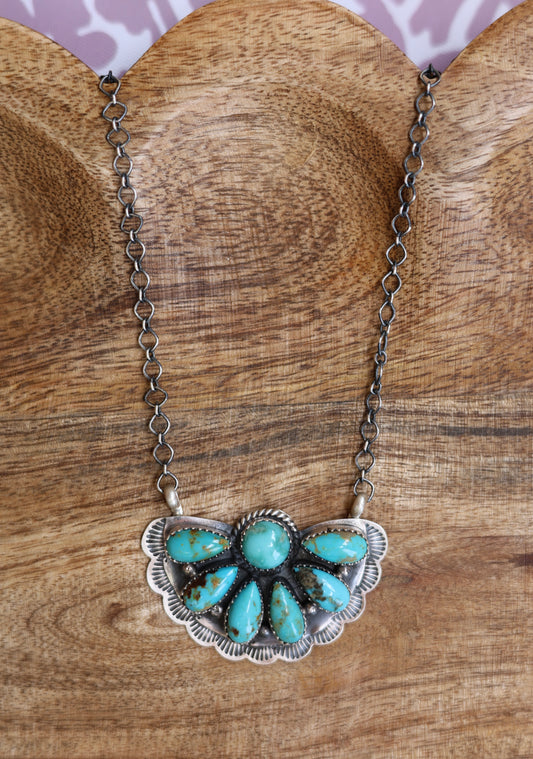 J. Kee Kingman Turquoise Cluster Necklace