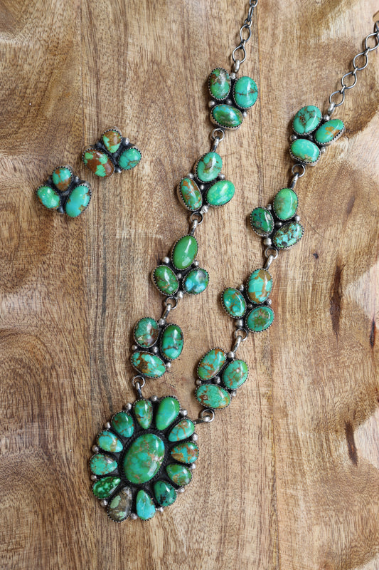 Anna Spencer SS Turquoise Sonoran Cluster Necklace Set