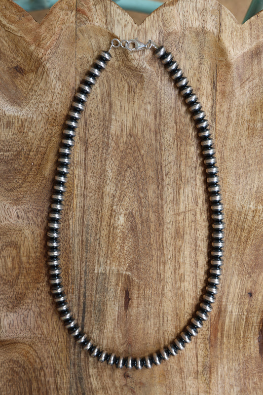 18" 8mm Sterling Silver Rondelle Necklace