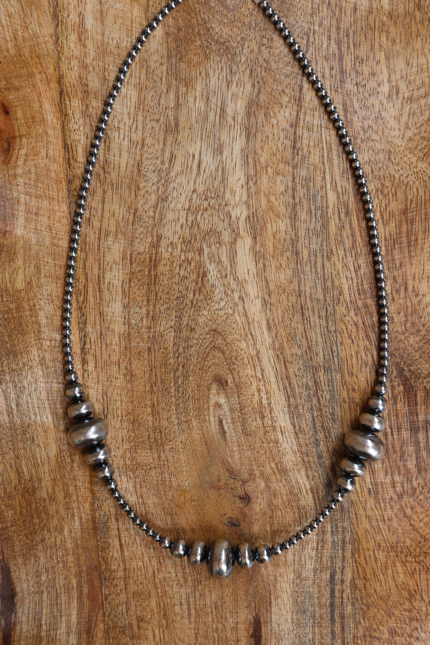 18" 3-8mm Sterling Silver Rondelle Necklace