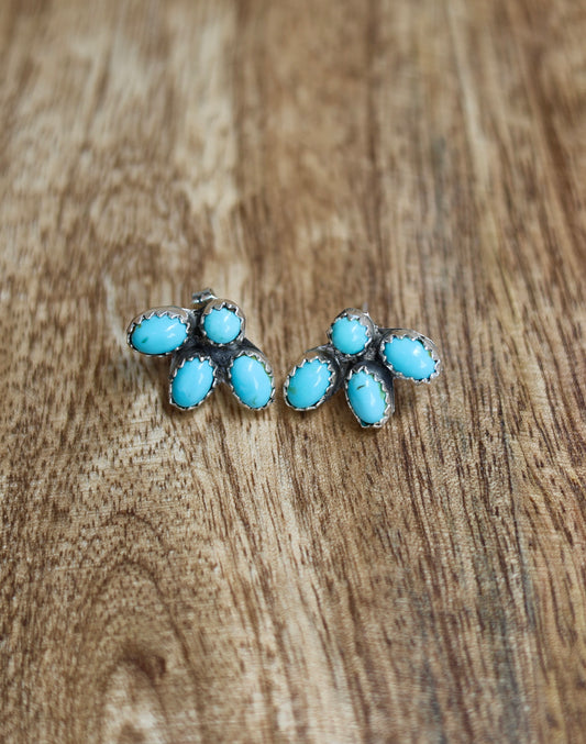 Kingman Turquoise Mini Cluster Studs