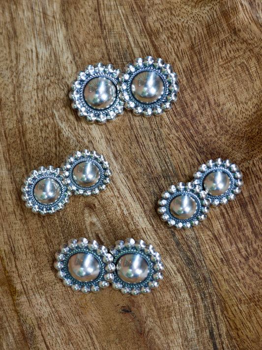 Old Sante Fe Style Concho Stud Earrings - Medium Size