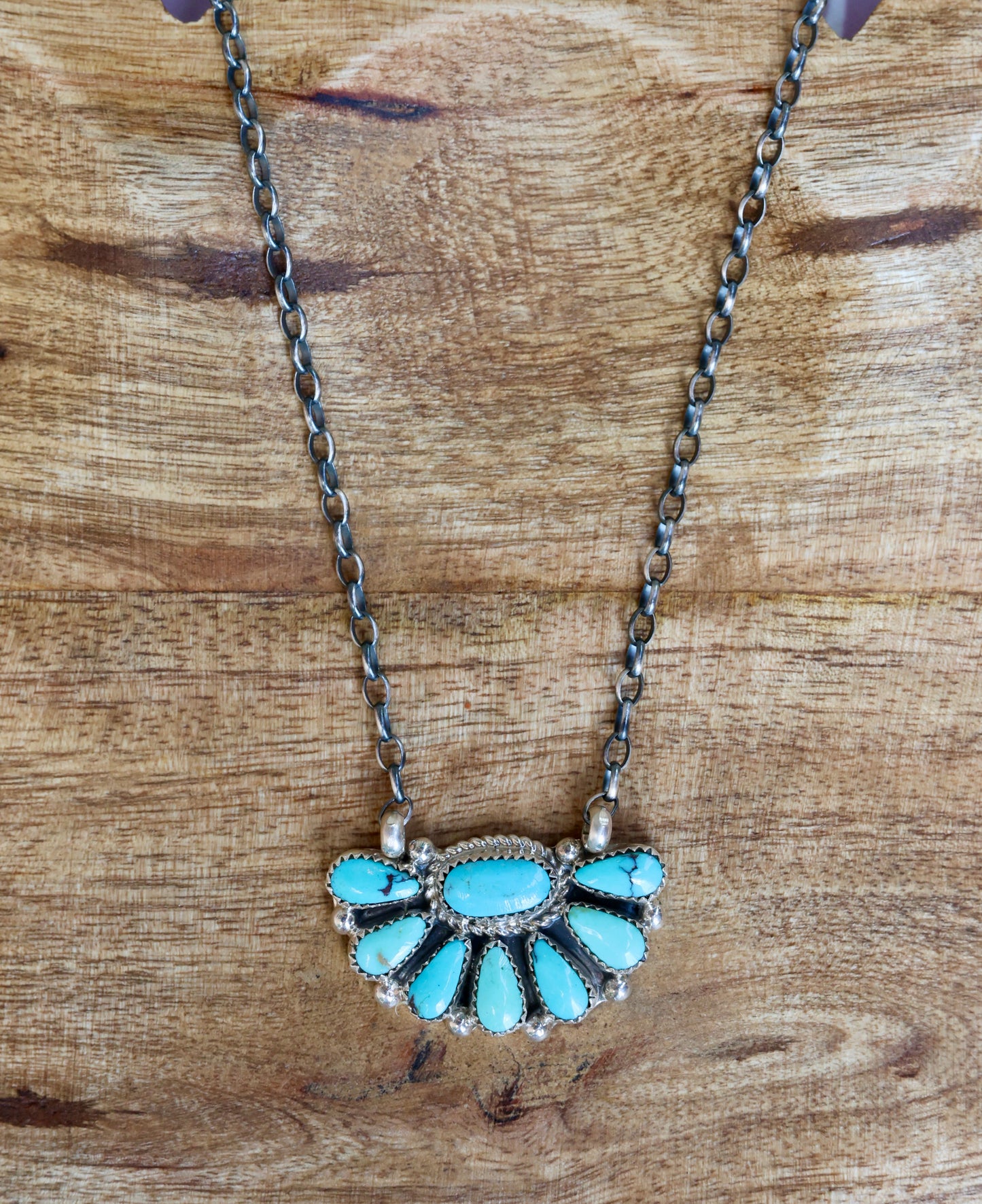CUSTOM ORDER Alicia Wilson Zuni Kingman Cluster Necklace