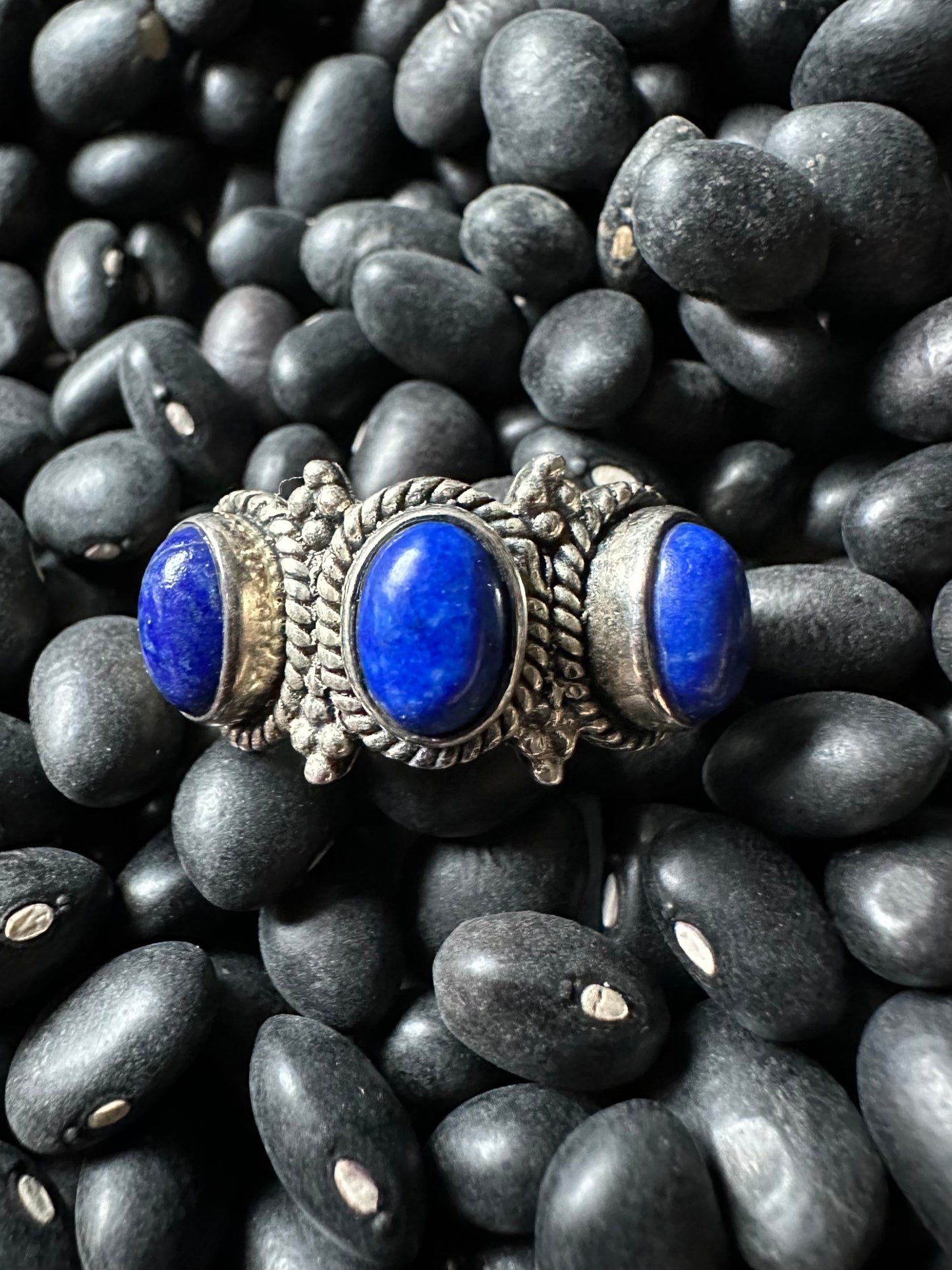 The "Royal" Three Stone Lapis Ring