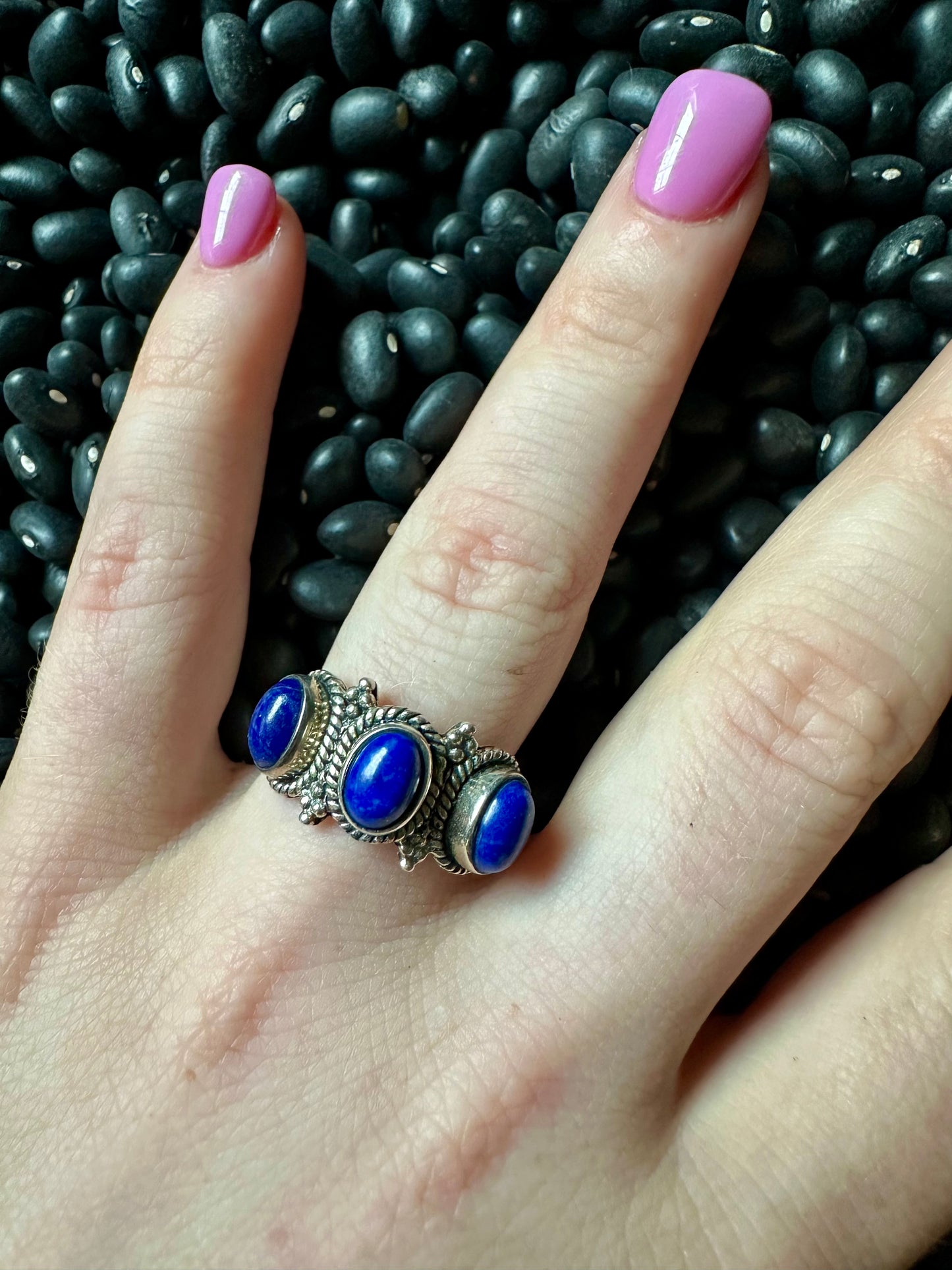 The "Royal" Three Stone Lapis Ring