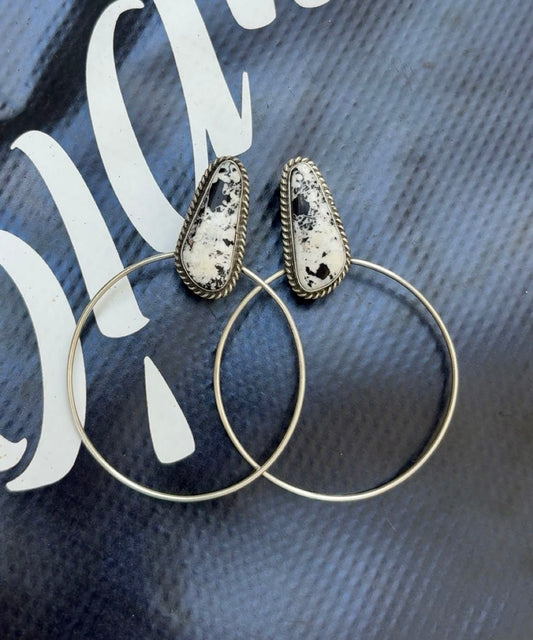 Elouise Kee White Buffalo Stud Hoop Earrings