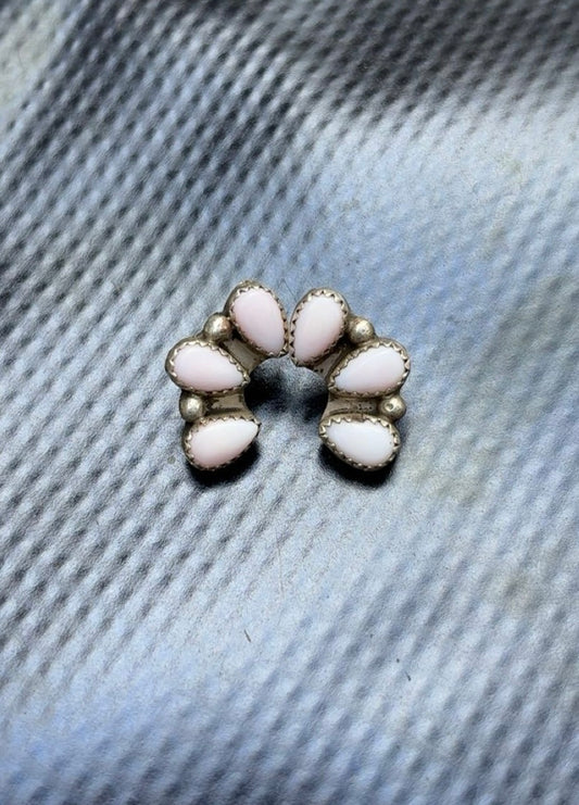 Maxine Ramirez 3-Stone Pink Conch Stud Earrings
