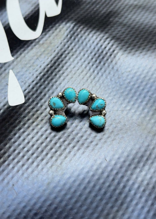 PREORDER PLEASE DO NOT PURCHASE - Maxine Ramirez 3-Stone Kingman Turquoise Stud Earrings