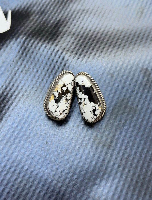 Trish Largo White Buffalo Stud Earrings