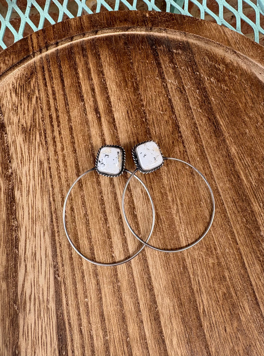 Elouise Kee White Buffalo Stud Hoop Earrings - Style #1