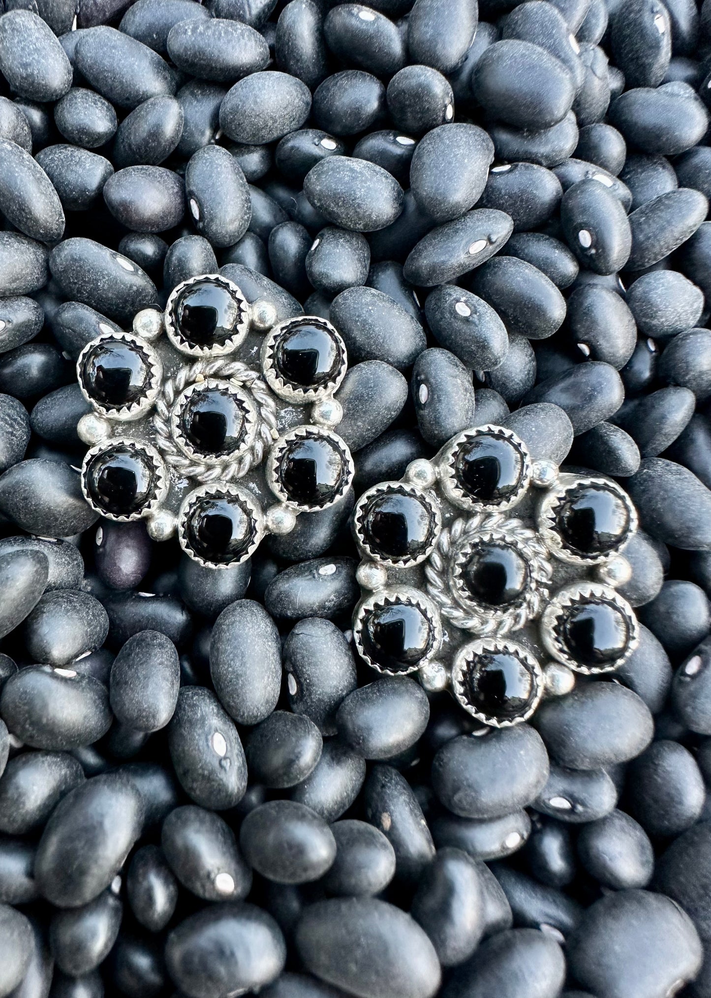 The "Camille" Black Onyx Cluster Earrings